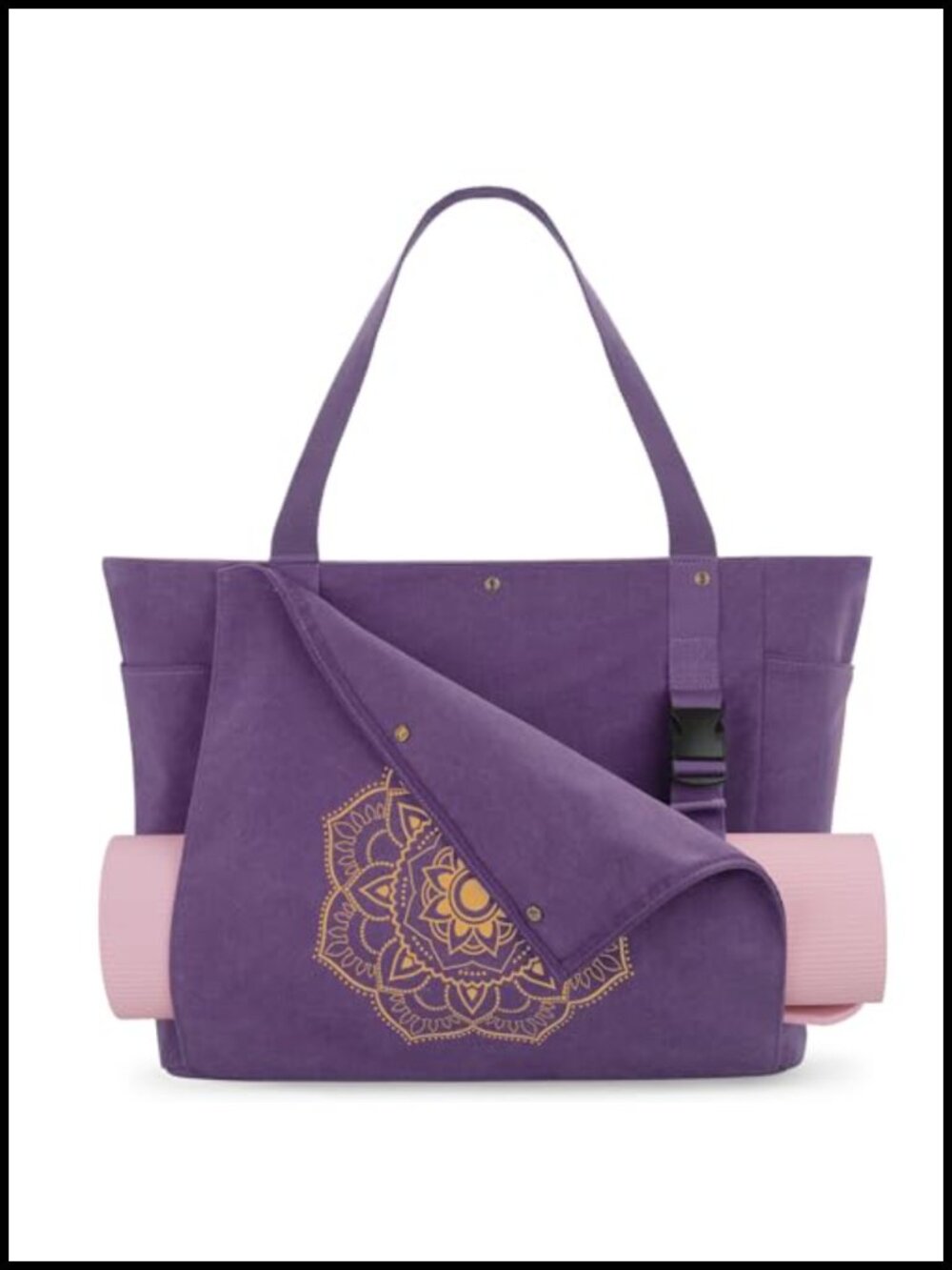Canvas Yoga Mat Bag Tote Gym Pilates Carrier Large Pockets Water Repellent